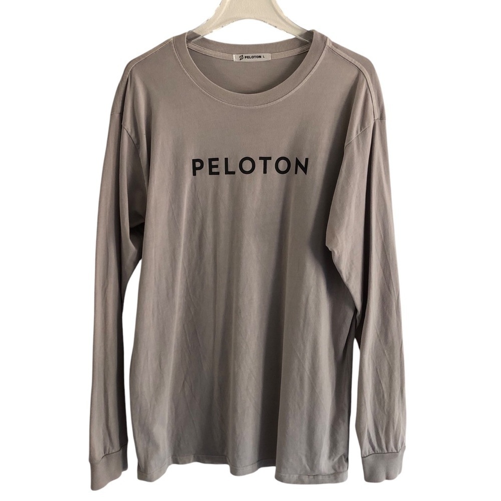 Peloton Long Sleeve Cotton Crewneck T-Shirt Size Large Gray